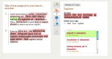 eComma annotation interface with active tag display panel